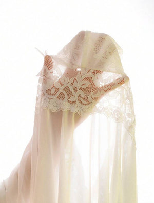 Lunelle bridal lace cami nightdress for women with sheer lace details and asymmetric hem