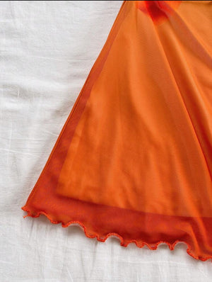 Lunelle tropical sunset mini dress for women in orange and yellow summer vacation style