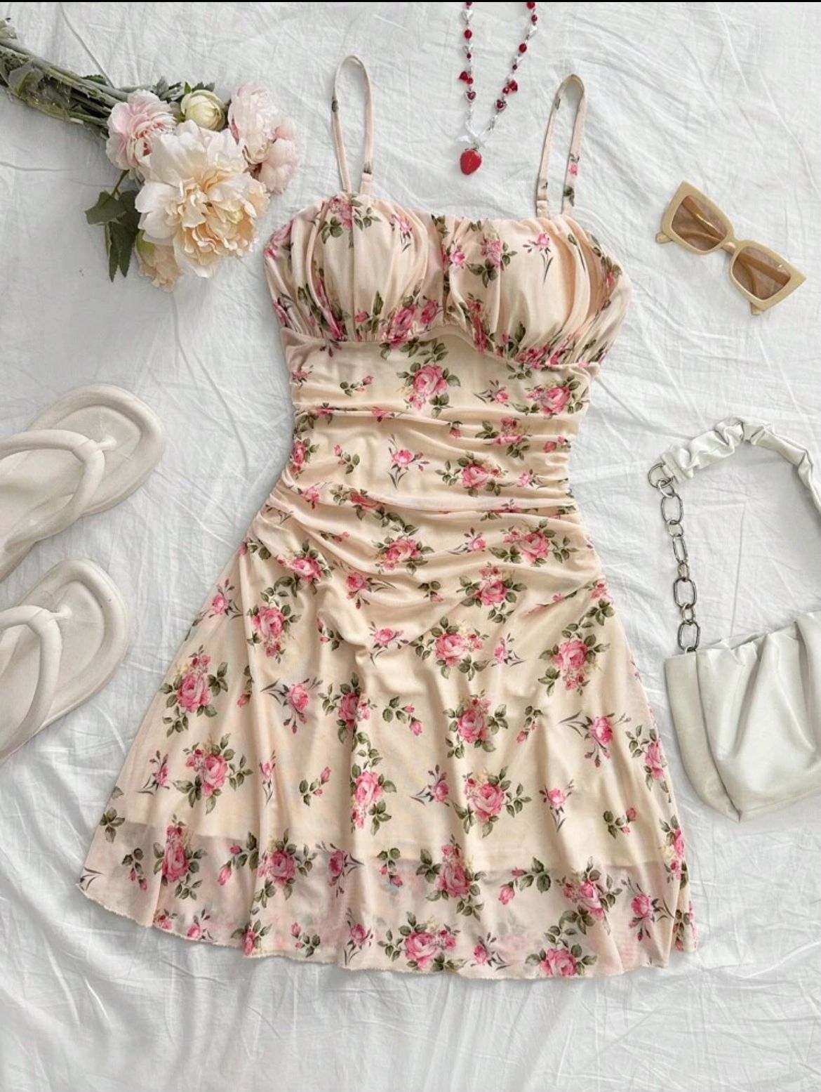Lunelle Pink Ditsy Floral Mini Dress