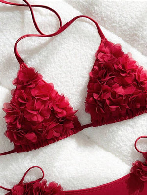 Lunelle floral halter bikini set for women with spaghetti straps and feminine summer swimwear style