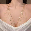 Lunelle sparkle chest body chain for women with shiny decorative pendant chain design