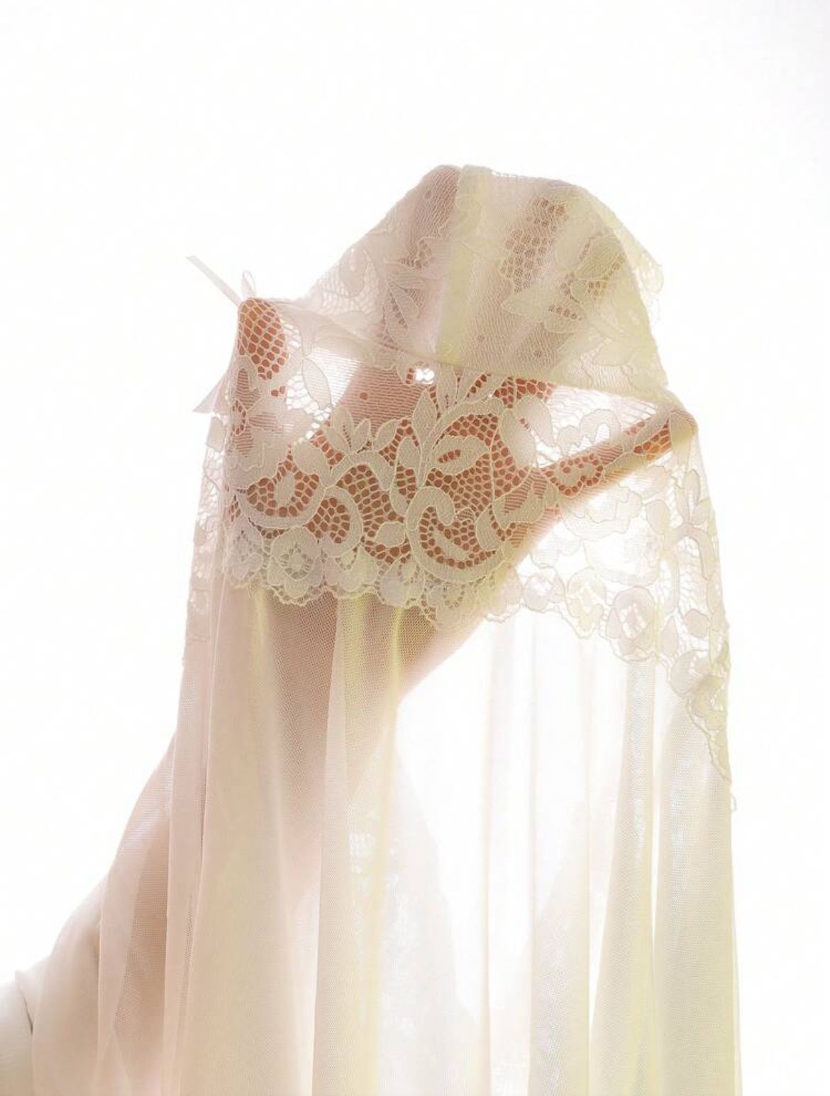 Lunelle bridal lace cami nightdress for women with sheer lace details and asymmetric hem