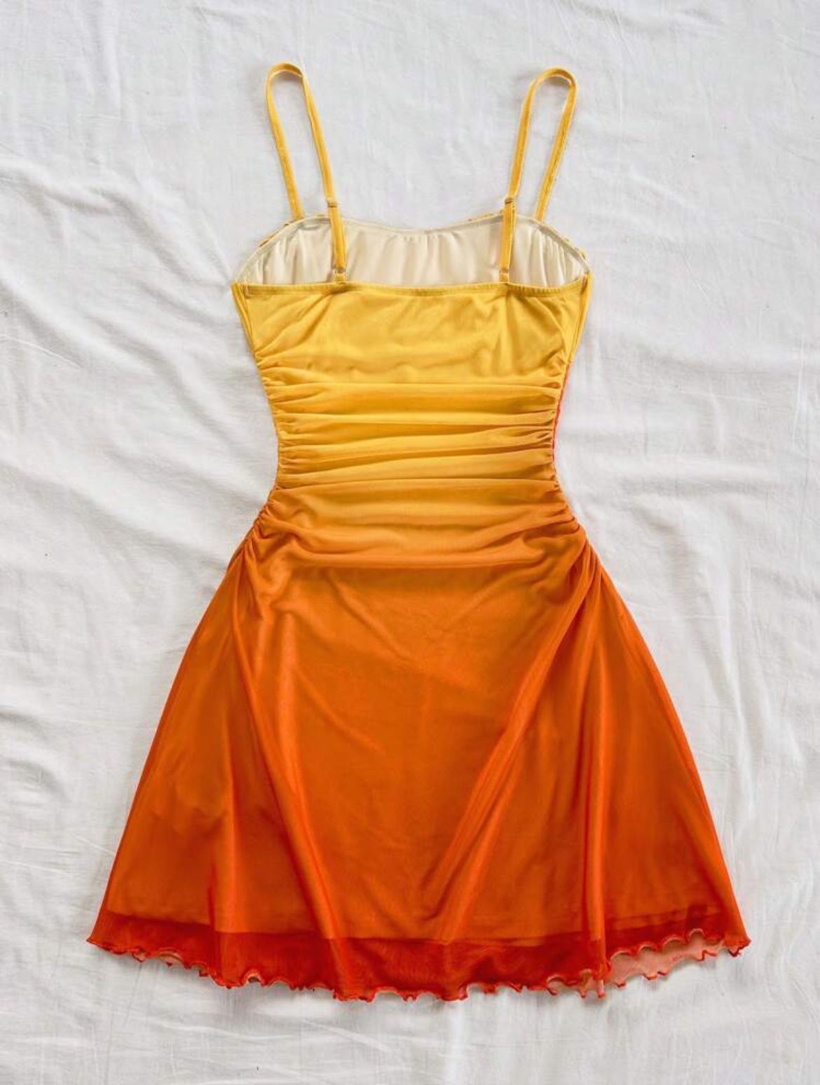 Lunelle tropical sunset mini dress for women in orange and yellow summer vacation style