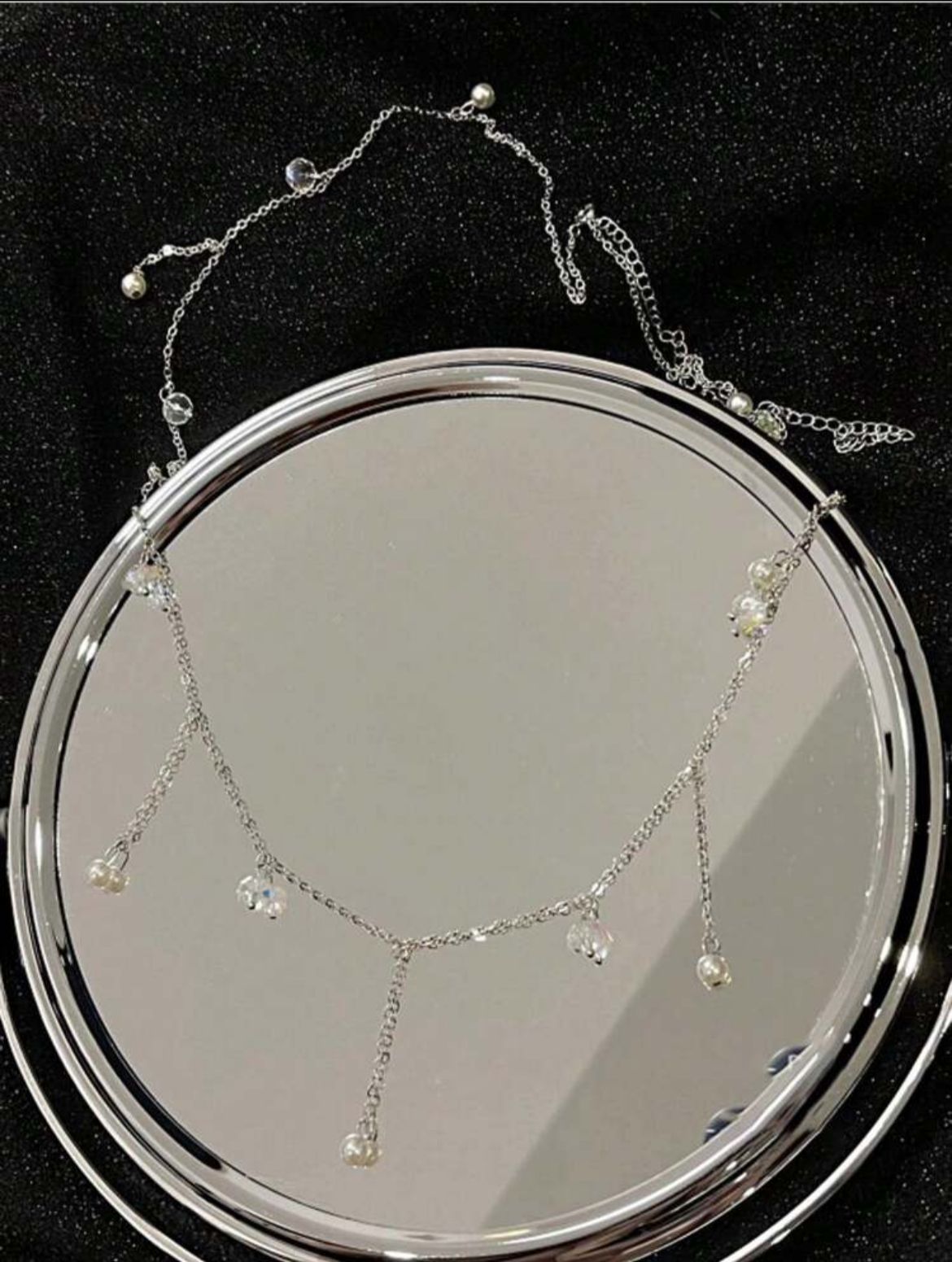 Lunelle pearl charm chain belt for women with faux pearl rhinestone details and feminine waist accessory style