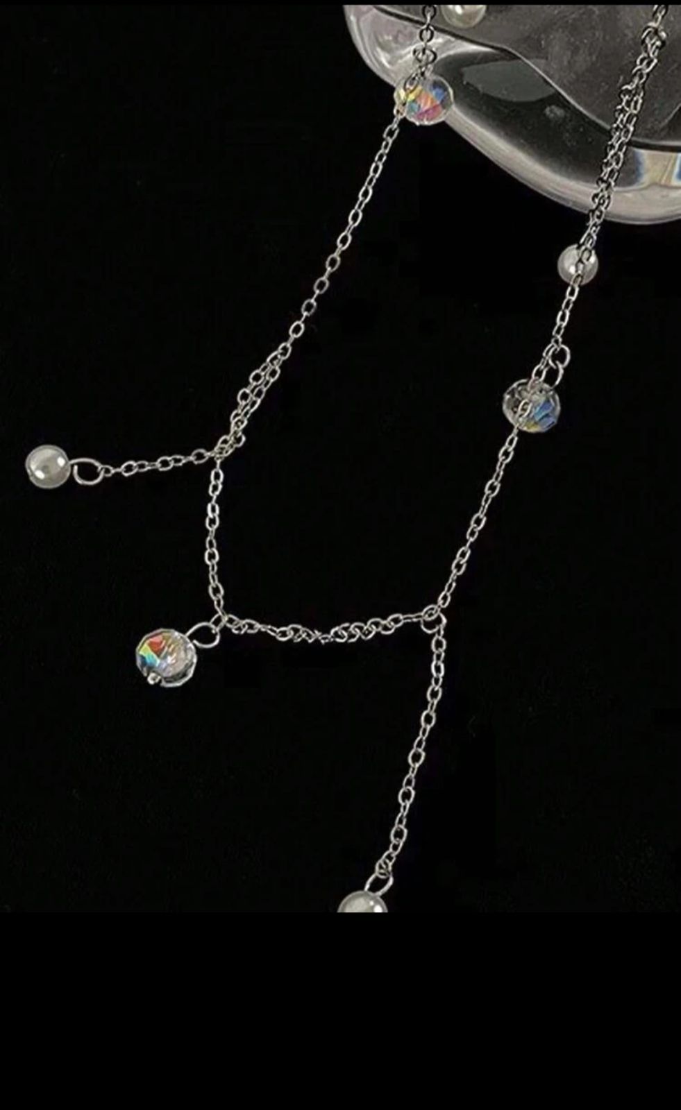 Lunelle pearl charm chain belt for women with faux pearl rhinestone details and feminine waist accessory style