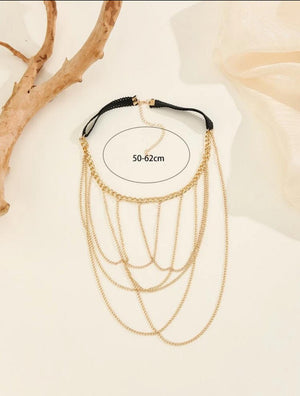 Lunelle minimalist layered thigh chain for women with simple golden chain design
