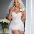 Lunelle Crystal Vow bridal babydoll lingerie set for women with soft lace details and romantic nightgown style