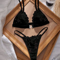 Lunelle hot lace front closure lingerie set for women with patchwork lace details and matching panty