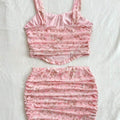 Lunelle pink floral bodycon top and skirt set for women with feminine vacation style